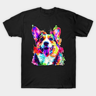 Corgi Colorfull Pop Art Design For Dog Onwer T-Shirt